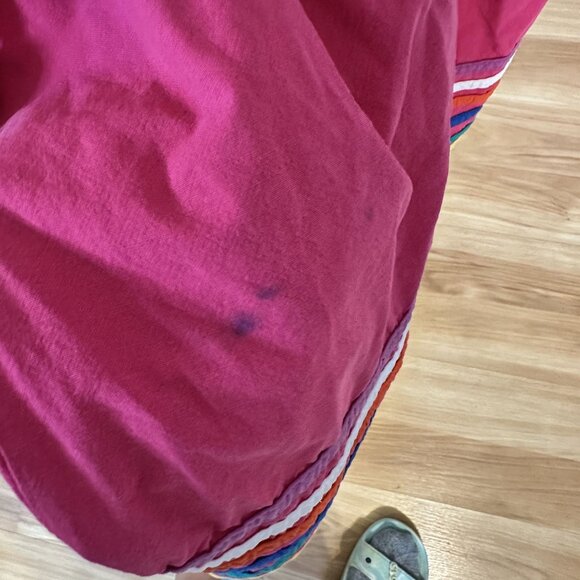 Womens Hot Pink MuMu Housedress Cotton Medium Striped Embroidered Pockets Midi - Picture 9 of 9